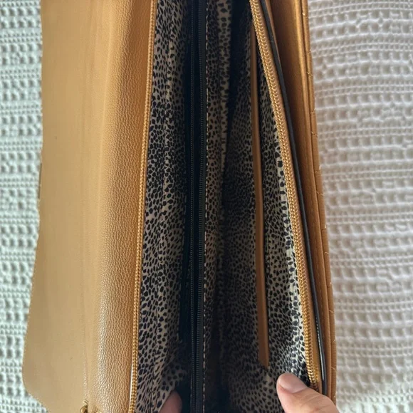 Tan Quilted Shoulder Bag with Gold Chain - Picture 7 of 12